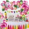 136Pcs Tropical Balloon Arch Garland Kit, Flamingo Luau Balloons of Hot Pink Rose Gold Fruit Green Blue & Palm Leaves for Tropical Party Decorations Hawaiian Aloha Birthday Wedding Decor